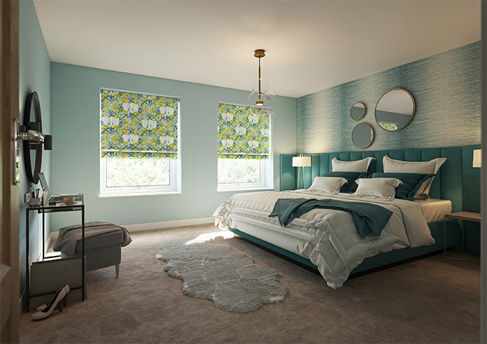 Faded Glamour, China Blue Chartreuse - Twist&Fit Roman Blind - Image 6